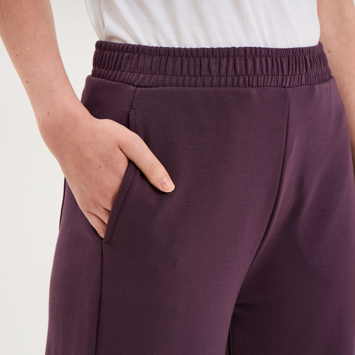 Pantalon de jogging large molletonn&eacute; violet fonc&eacute; femme