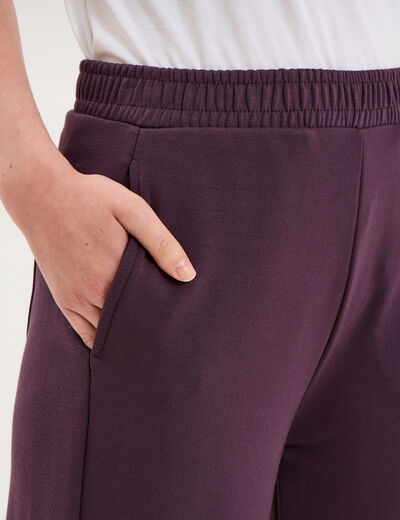 Pantalon de jogging large molletonn&eacute; violet fonc&eacute; femme