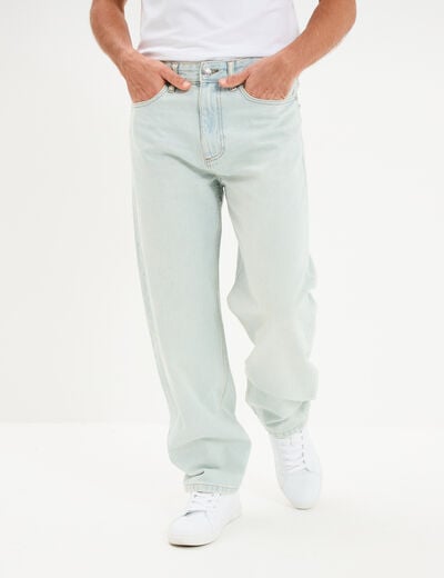 Jean relaxed 5 poches coton denim bleach homme