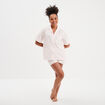 Ensemble pyjama short chemise coton ecru femme