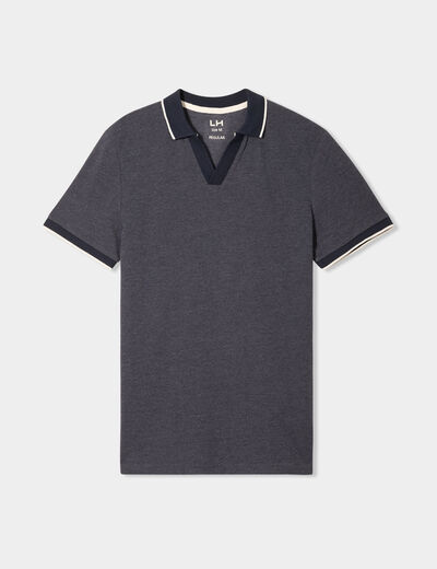 Polo droit manches courtes coton bleu marine homme
