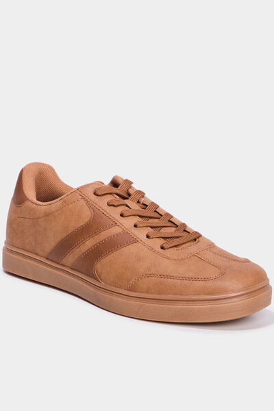 Tennis basses &agrave; lacets marron homme
