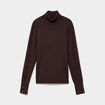 Pull col roul&eacute; avec boutons poignets marron fonc&eacute; femme