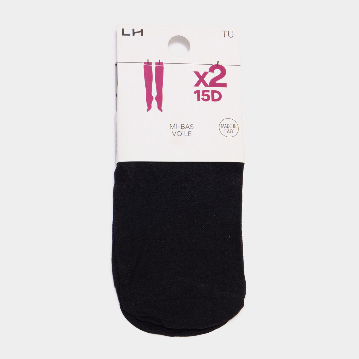 Lot 2 mi-bas transparents 15D noir femme