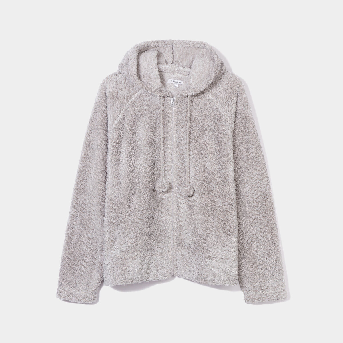 Veste de pyjama &agrave; capuche gris clair femme grande taille