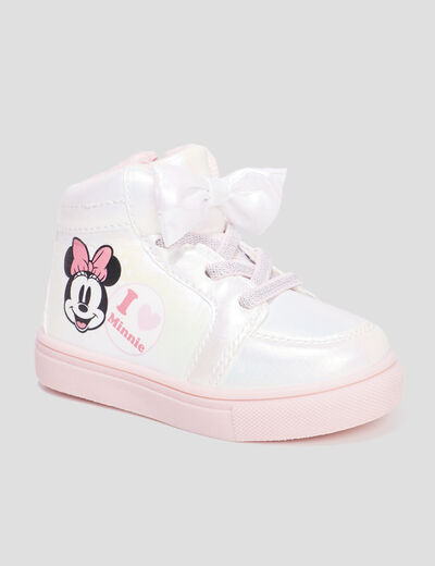 Baskets montantes zippées Minnie rose bébé fille