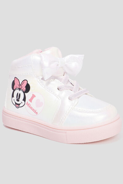 Baskets montantes zippées Minnie rose bébé fille