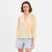 Blouse ajour&eacute;e manches 3/4 col en V ecru femme