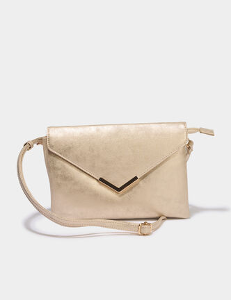 Sac pochette bandouli&egrave;re ajustable couleur or femme