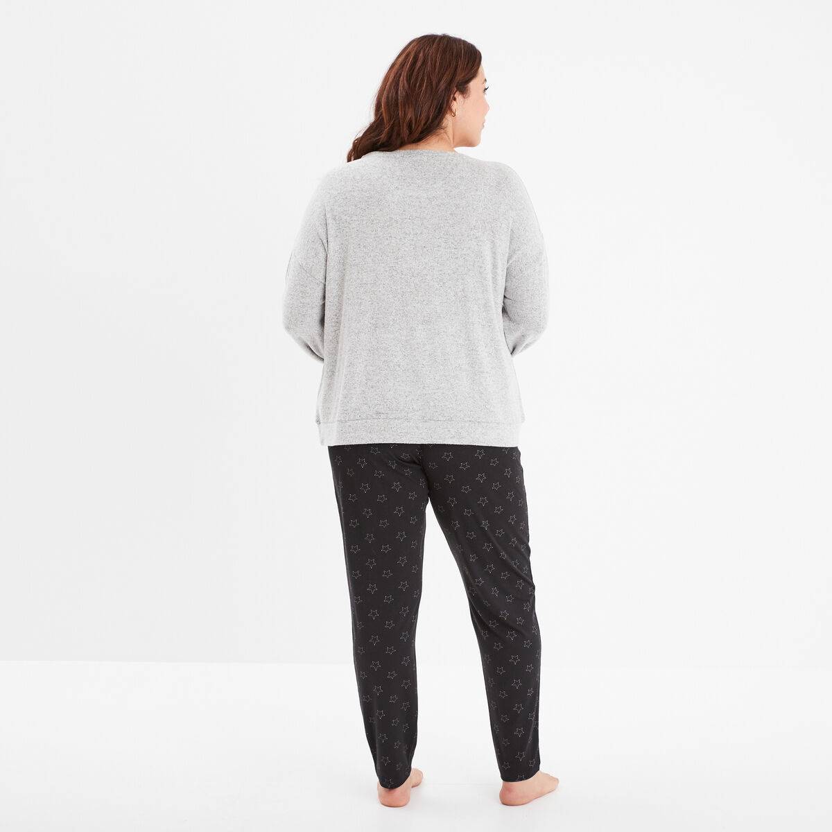 Ensemble pyjama legging 2 pièces gris clair femme grande taille