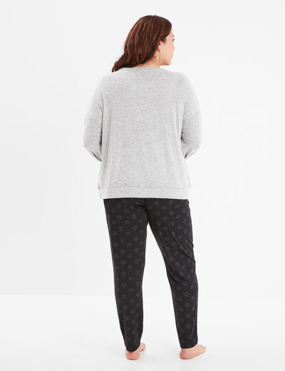 Ensemble pyjama legging 2 pièces gris clair femme grande taille