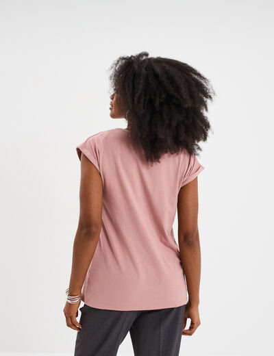 T-shirt d&eacute;lav&eacute; en coton parme femme