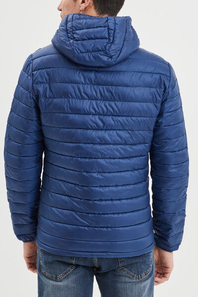 Doudoune légère droite à capuche bleu roi homme