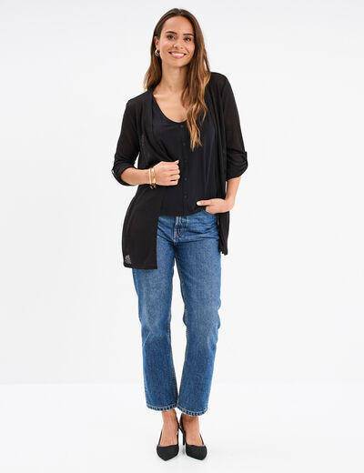 Gilet manches 3/4 noir femme