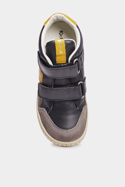 Baskets montantes en cuir Kickers gris garçon