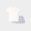 Ensemble pyjama short et t-shirt coton bleu gris femme
