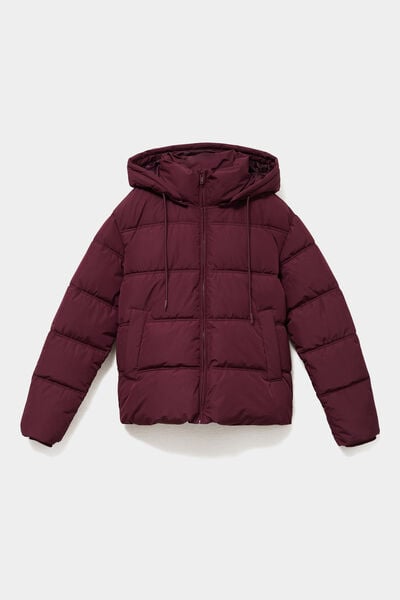 Doudoune &agrave; capuche zipp&eacute;e femme violet fonc&eacute; femme