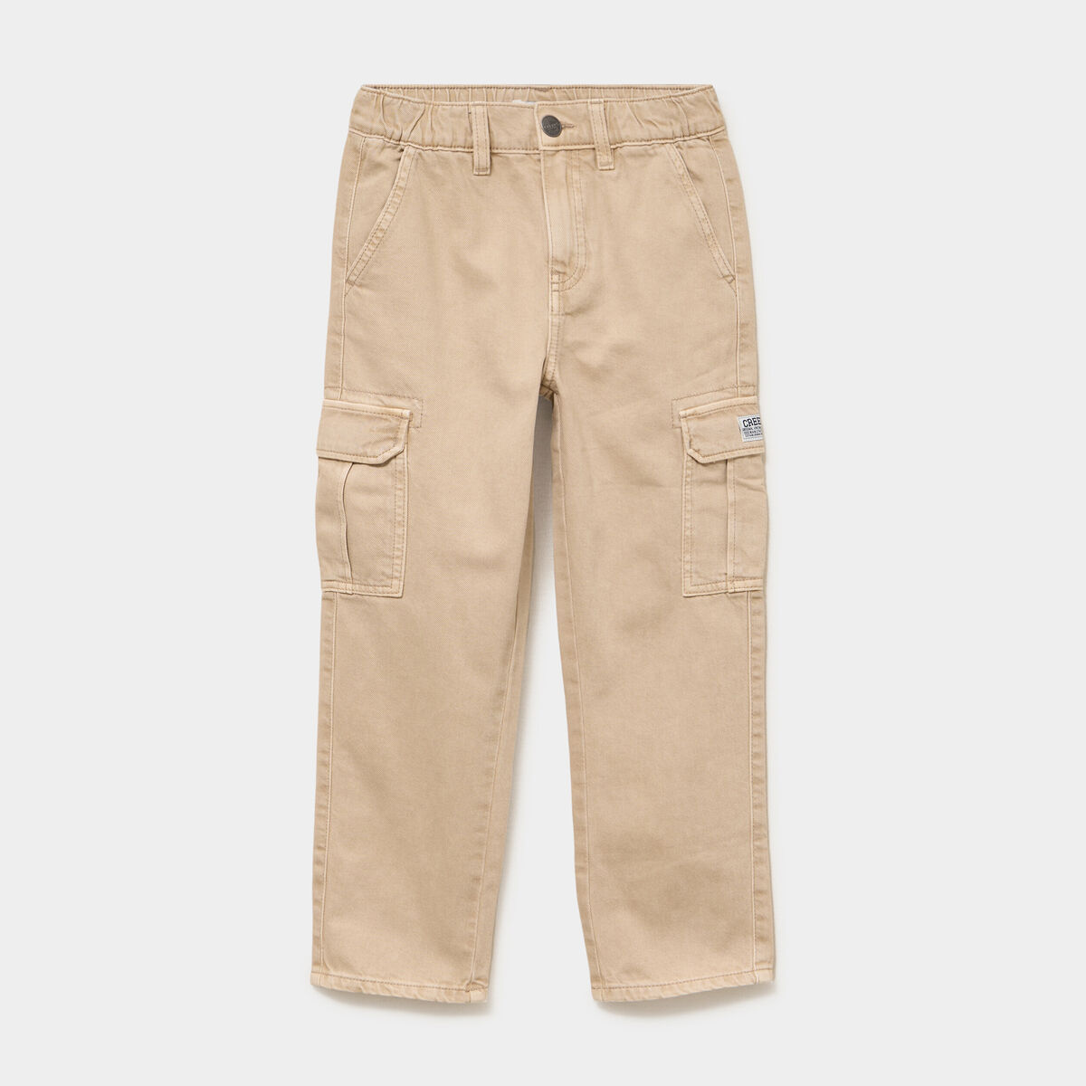 Pantalon cargo taille &eacute;lastiqu&eacute;e stretch beige gar&ccedil;on