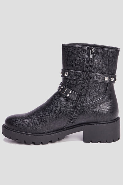 Bottines boucles et clous à talons noir femme