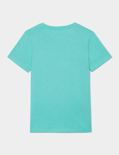 T-shirt à sequins manches courtes vert turquoise garçon