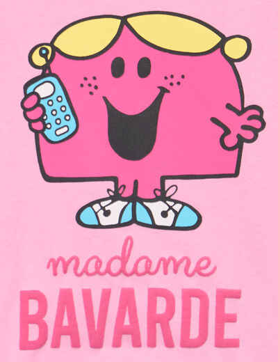 T-shirt coton madame bavarde rose fille