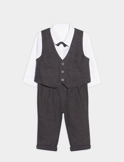 Ensemble 3 pièces de costume gris bébé garçon