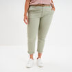 Pantalon chino taille haute coton vert kaki femme grande taille