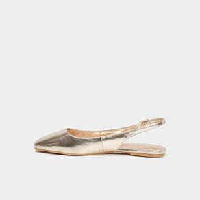 Ballerines slingback bouts carrés jaune or femme