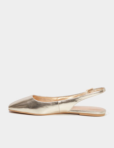 Ballerines slingback bouts carrés jaune or femme
