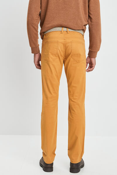 Pantalon droit avec ceinture jaune moutarde homme