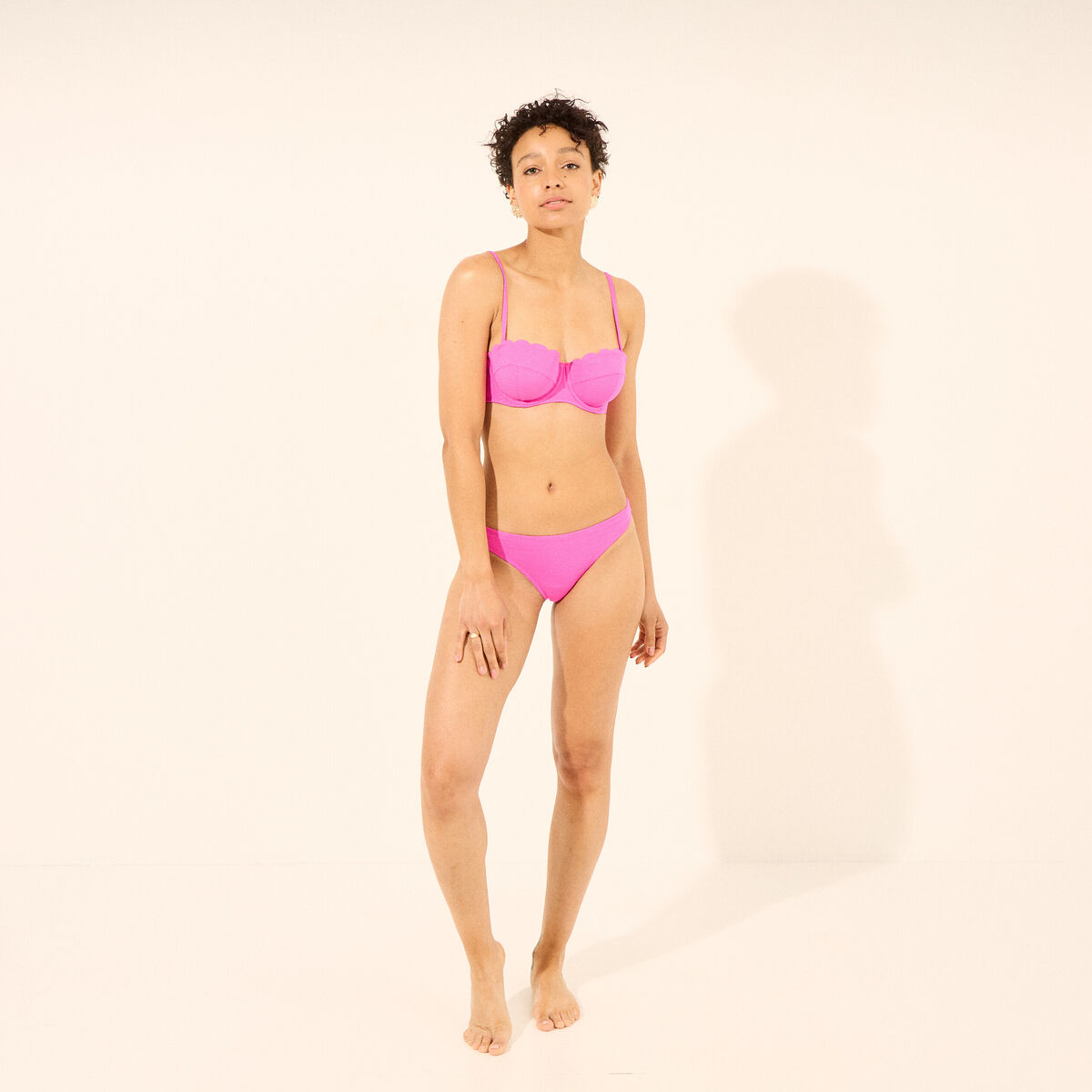 Haut de maillot de bain bandeau rose fushia femme
