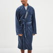 Peignoir effet velours ceintur&eacute; bleu marine homme