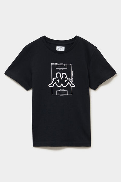T-shirt manches courtes coton Kappa noir gar&ccedil;on