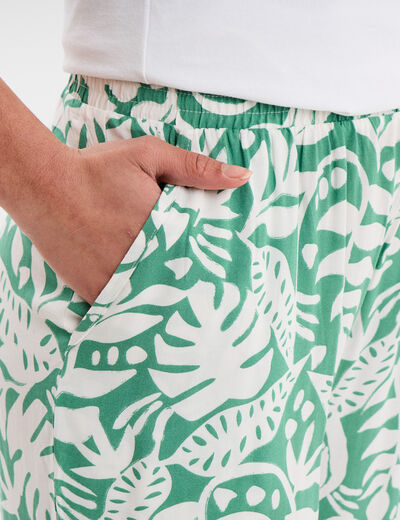 Pantalon de pyjama fluide taille haute vert femme