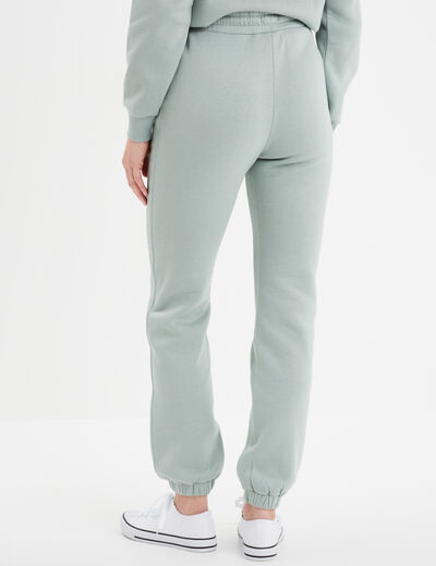 Pantalon jogging droit molleton vert pastel femme