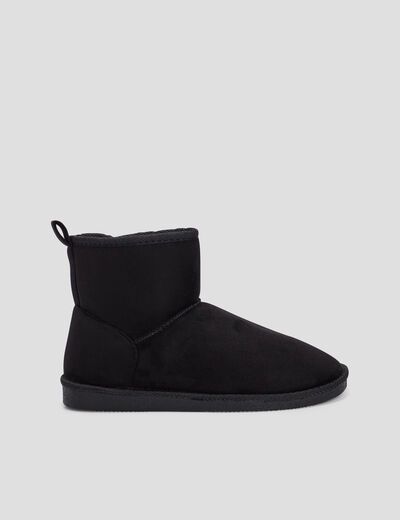 Bottines fourrées plates noir femme