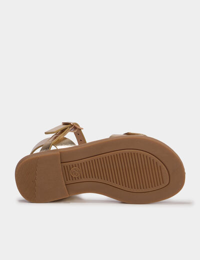 Sandales avec d&eacute;tails coeurs jaune or fille