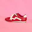 Baskets &agrave; lacets doubles semelle fine rouge femme