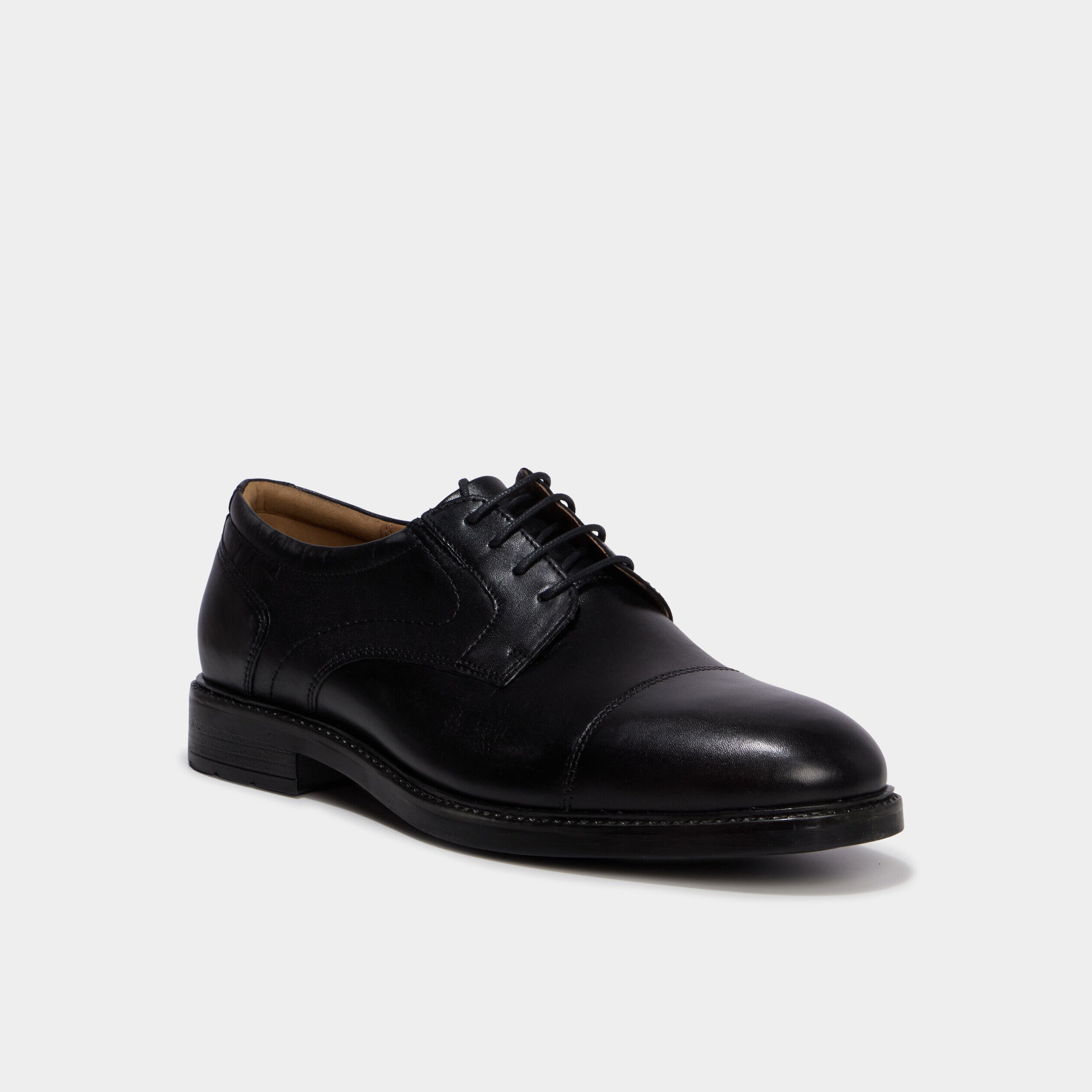 Derbies en cuir à bout rond noir homme