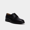 Derbies en cuir &agrave; bout rond noir homme