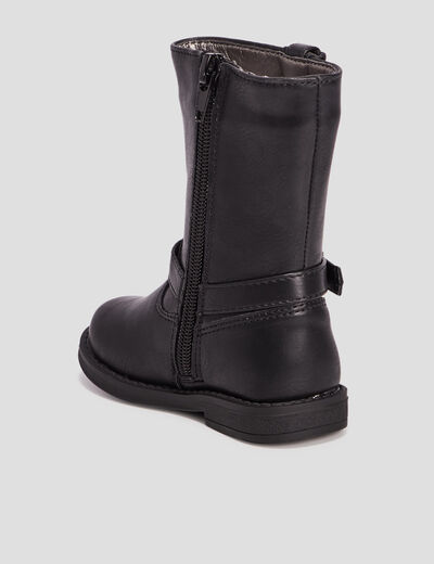 Bottes zippées avec boucles noir bébé fille