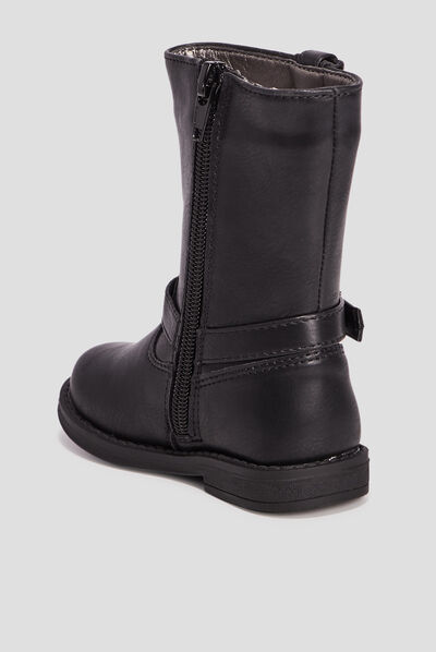 Bottes zippées avec boucles noir bébé fille