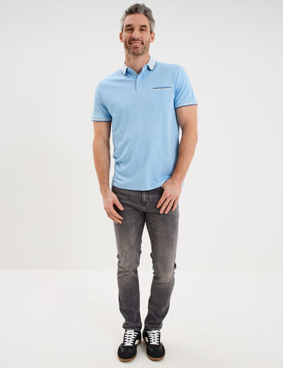 Polo manches courtes coupe droite bleu homme