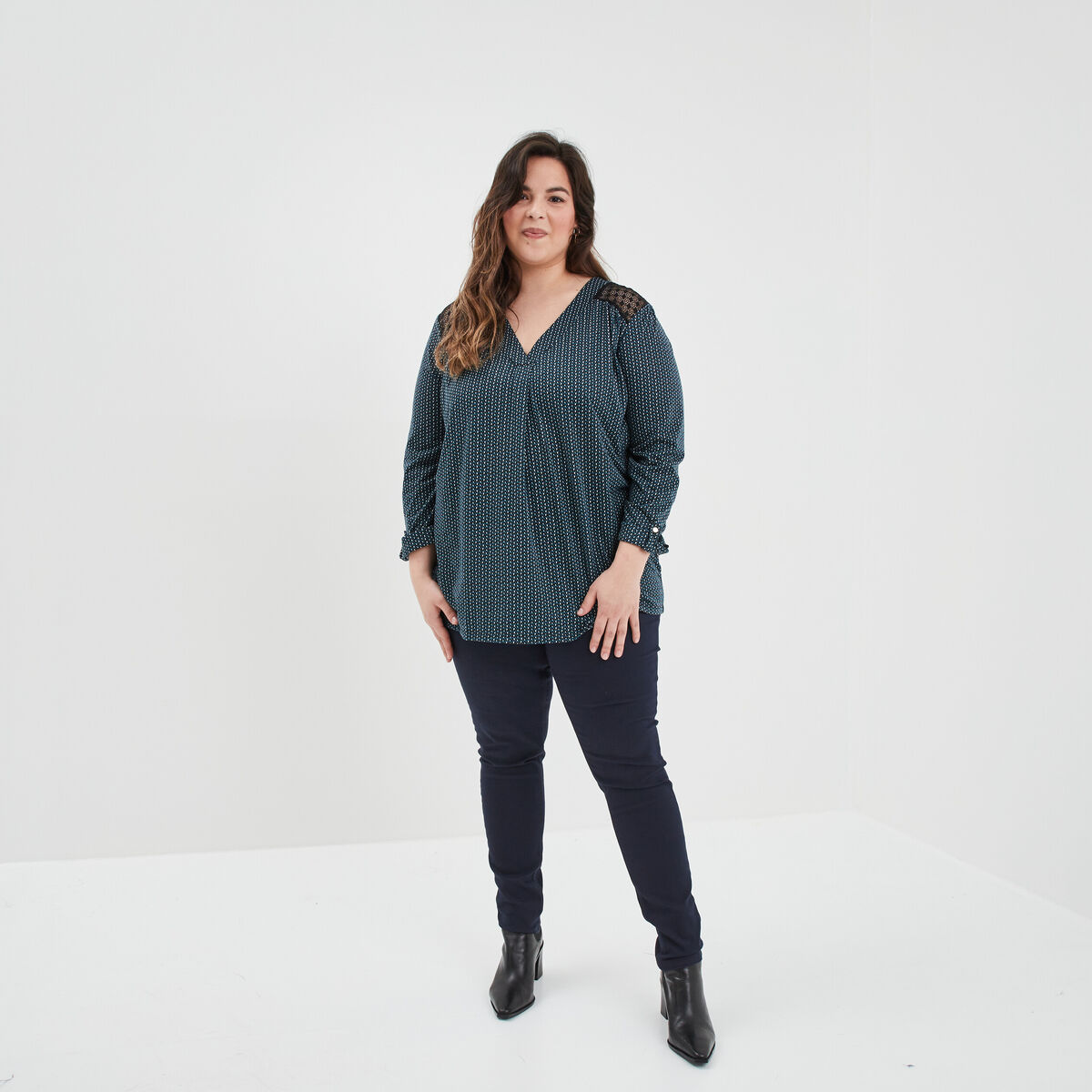 Jegging taille élastiquée grande taille bleu marine femme grande taille