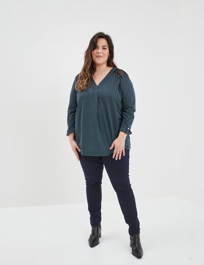 Jegging taille élastiquée grande taille bleu marine femme grande taille