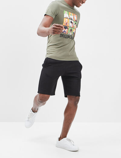 Short jogging molleton droit noir homme