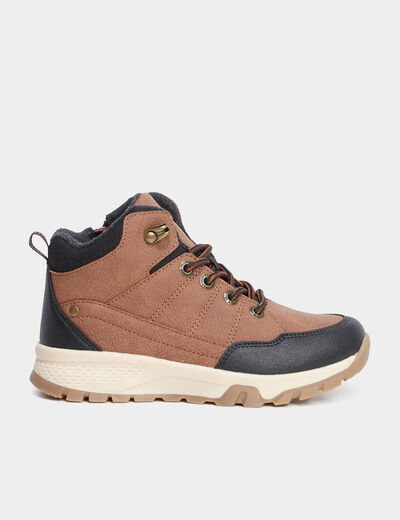 Boots zippées à lacets Trappeur camel garçon