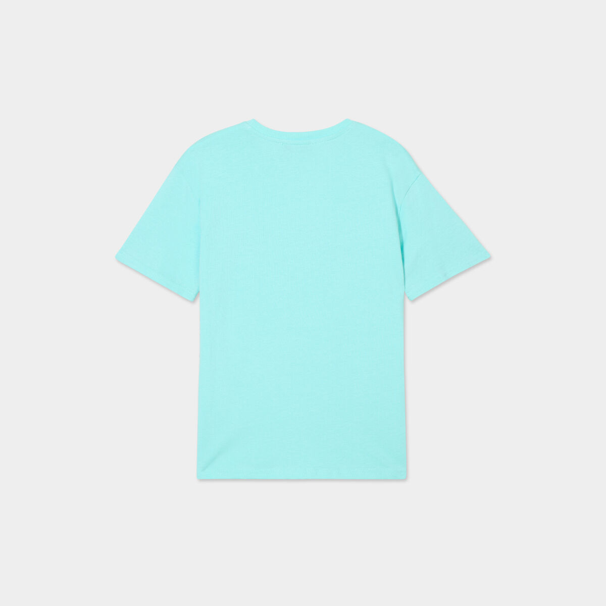 T-shirt oversize manches courtes coton bleu turquoise gar&ccedil;on