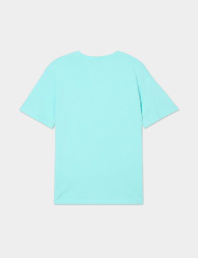 T-shirt oversize manches courtes coton bleu turquoise garçon