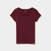 T-shirt coton col rond manches courtes bordeaux femme